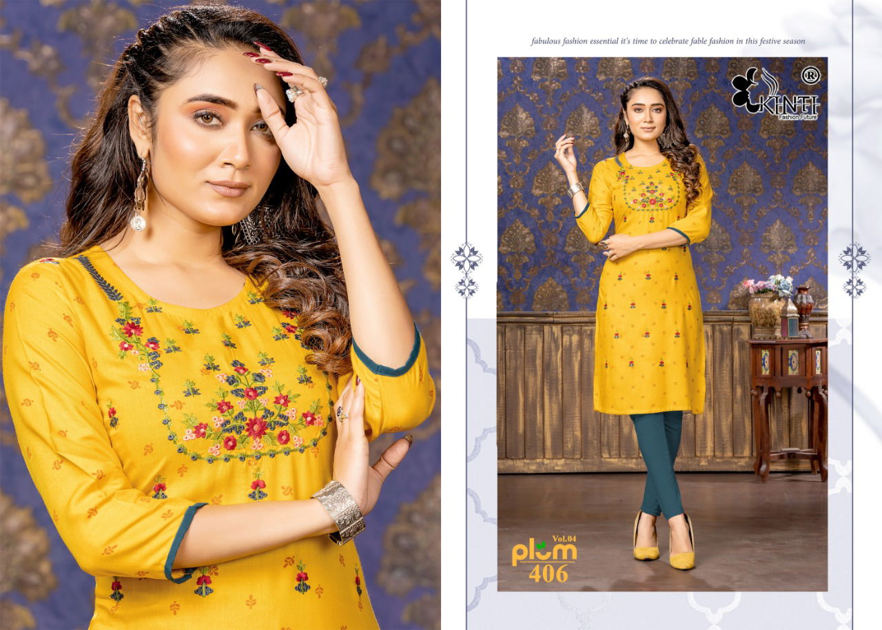 Kinti Plum 4 Casual Wear Rayon Wholesale Kurti Collection 